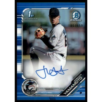 2019 Bowman Chrome Prospect Autographs Blue Refractors #CPAJY Jordan Yamamoto