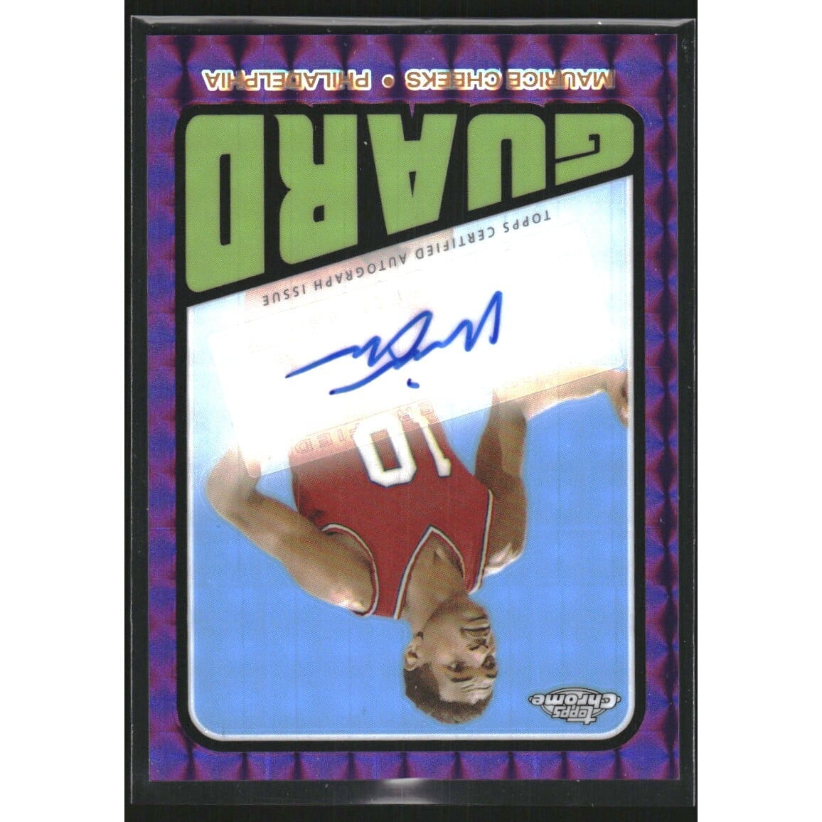2023-24 Topps Chrome '72 Topps Autographs Purple Geometric Refractors #TAMC Maurice Cheeks. rookie card picture