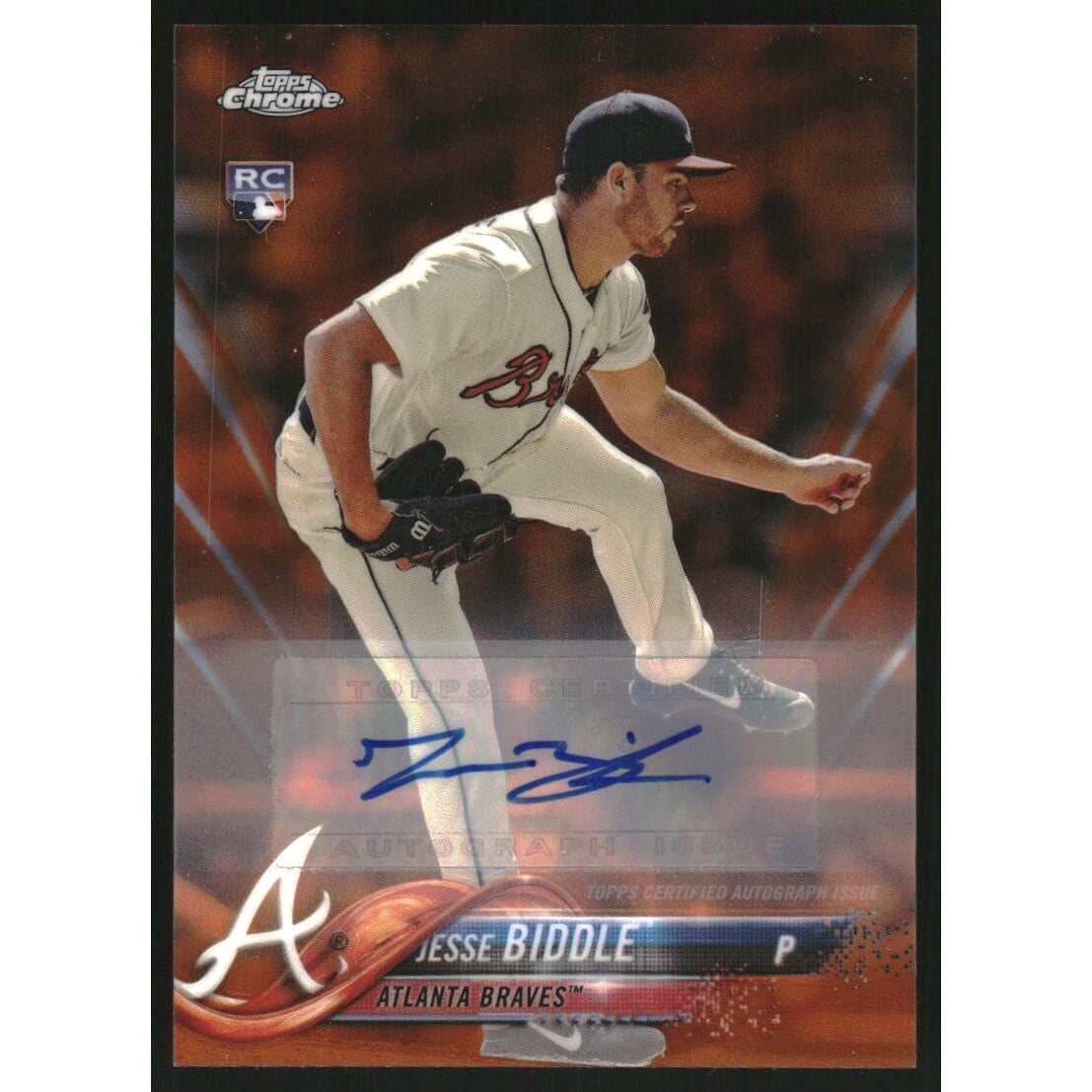 2018 Topps Chrome Update Autograph Orange Refractors #HMT10 Jesse Biddle. rookie card picture