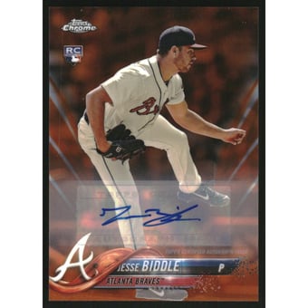 2018 Topps Chrome Update Autograph Orange Refractors #HMT10 Jesse Biddle