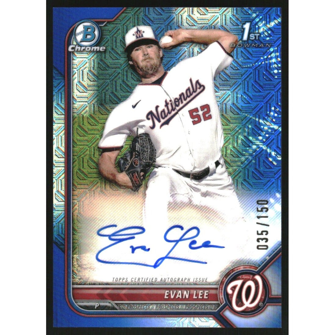 2022 Bowman Chrome Prospect Autographs HTA Choice Refractors #CPAEL Evan Lee. rookie card picture