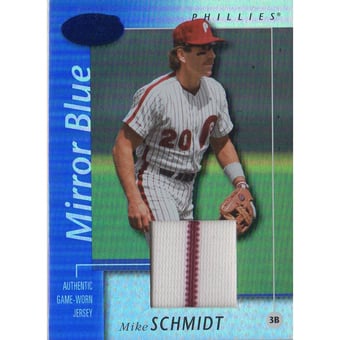 2002 Leaf Certified Mirror Blue #54 Mike Schmidt Jsy