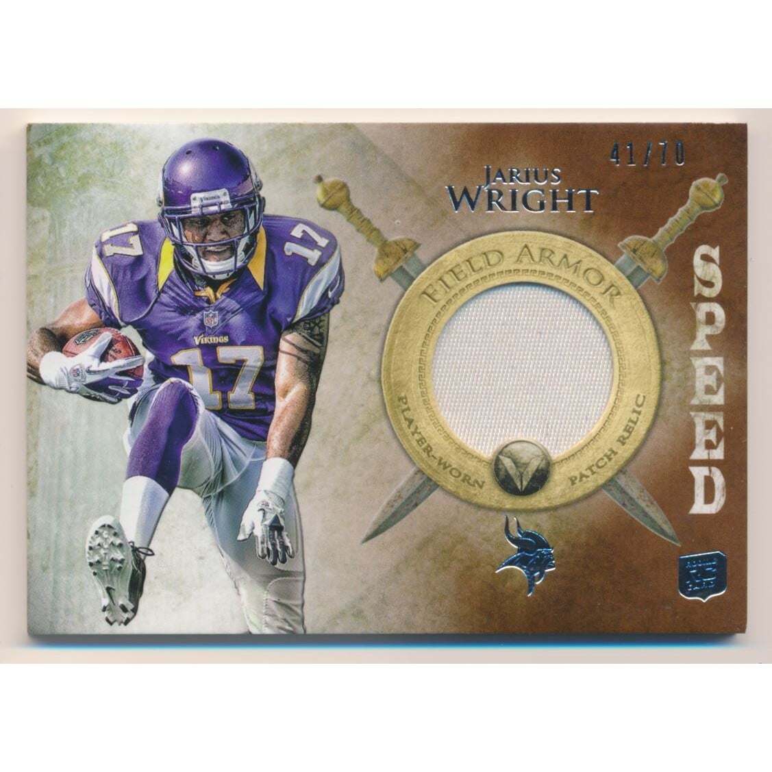 2012 Topps Valor Field Armor Patches Speed #FAPJW Jarius Wright. rookie card picture