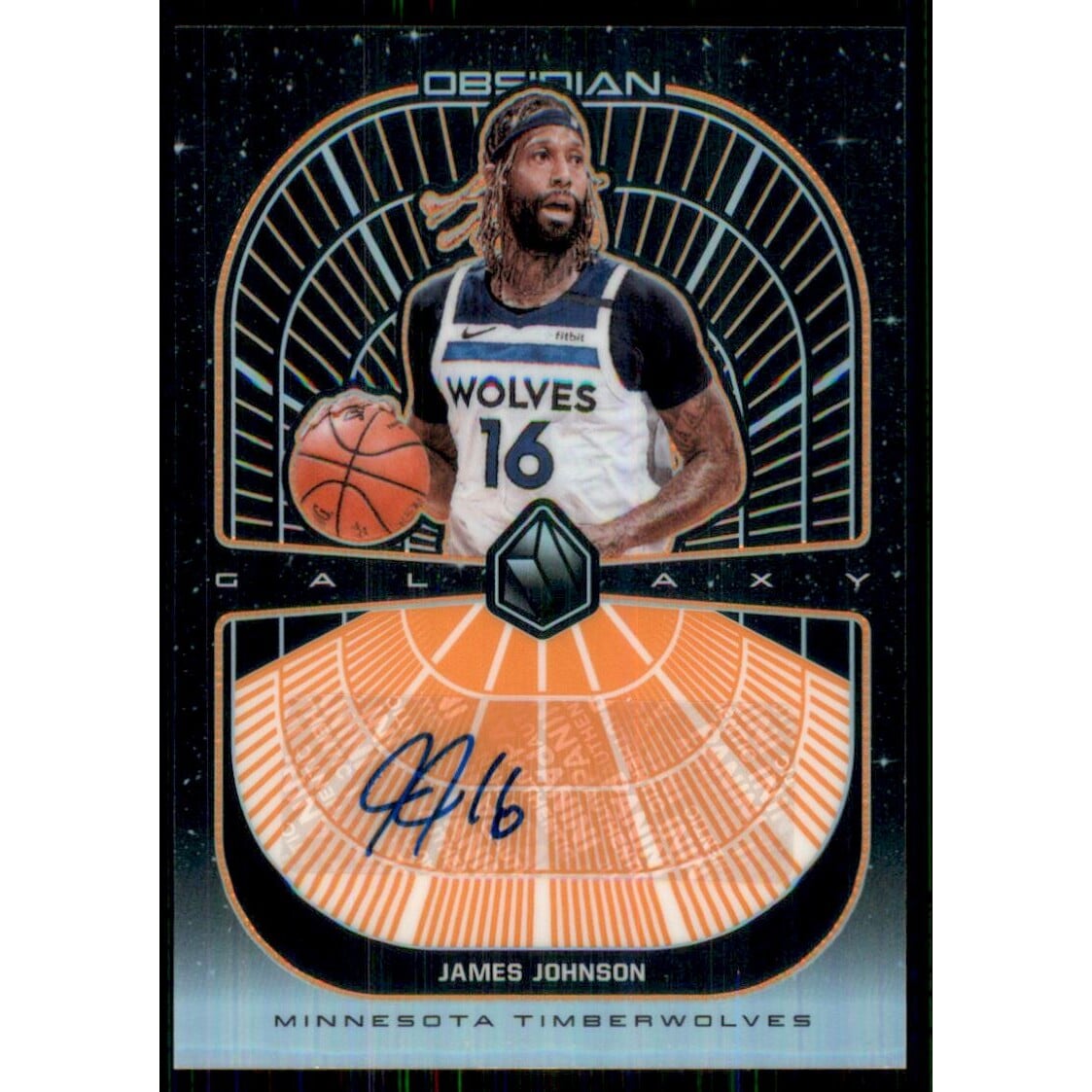 2019-20 Panini Obsidian Galaxy Autographs Electric Etch Orange #20 James Johnson/50. rookie card picture