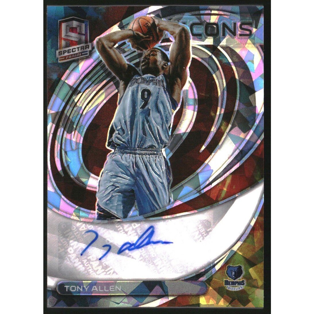 2021-22 Panini Spectra Icons Autographs Astral #29 Tony Allen/49. rookie card picture