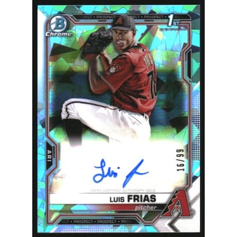 2021 Bowman Chrome Sapphire Prospect Autographs Aqua Refractors #BSPALF Luis Frias