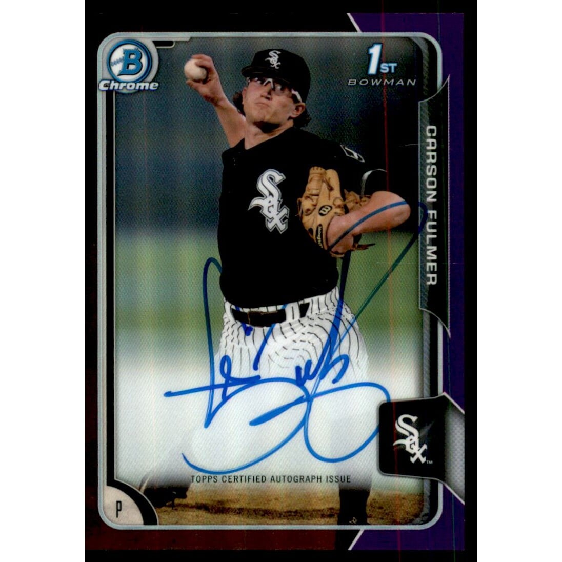 2015 Bowman Chrome Draft Draft Pick Autographs Purple Refractors #BCACF Carson Fulmer. rookie card picture