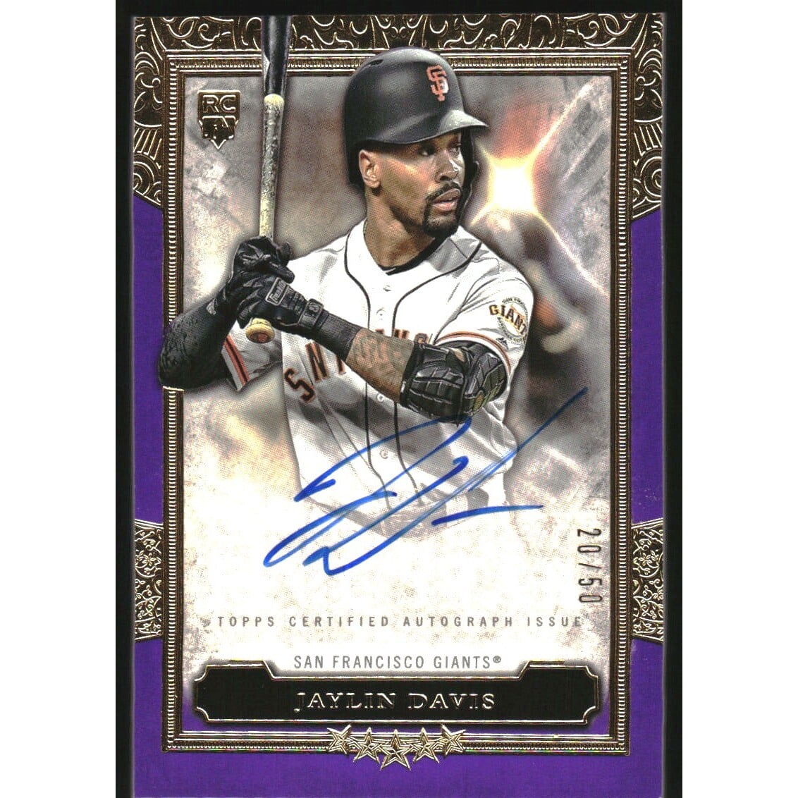 2020 Topps Five Star Autographs Purple #FSAJV Jaylin Davis. rookie card picture