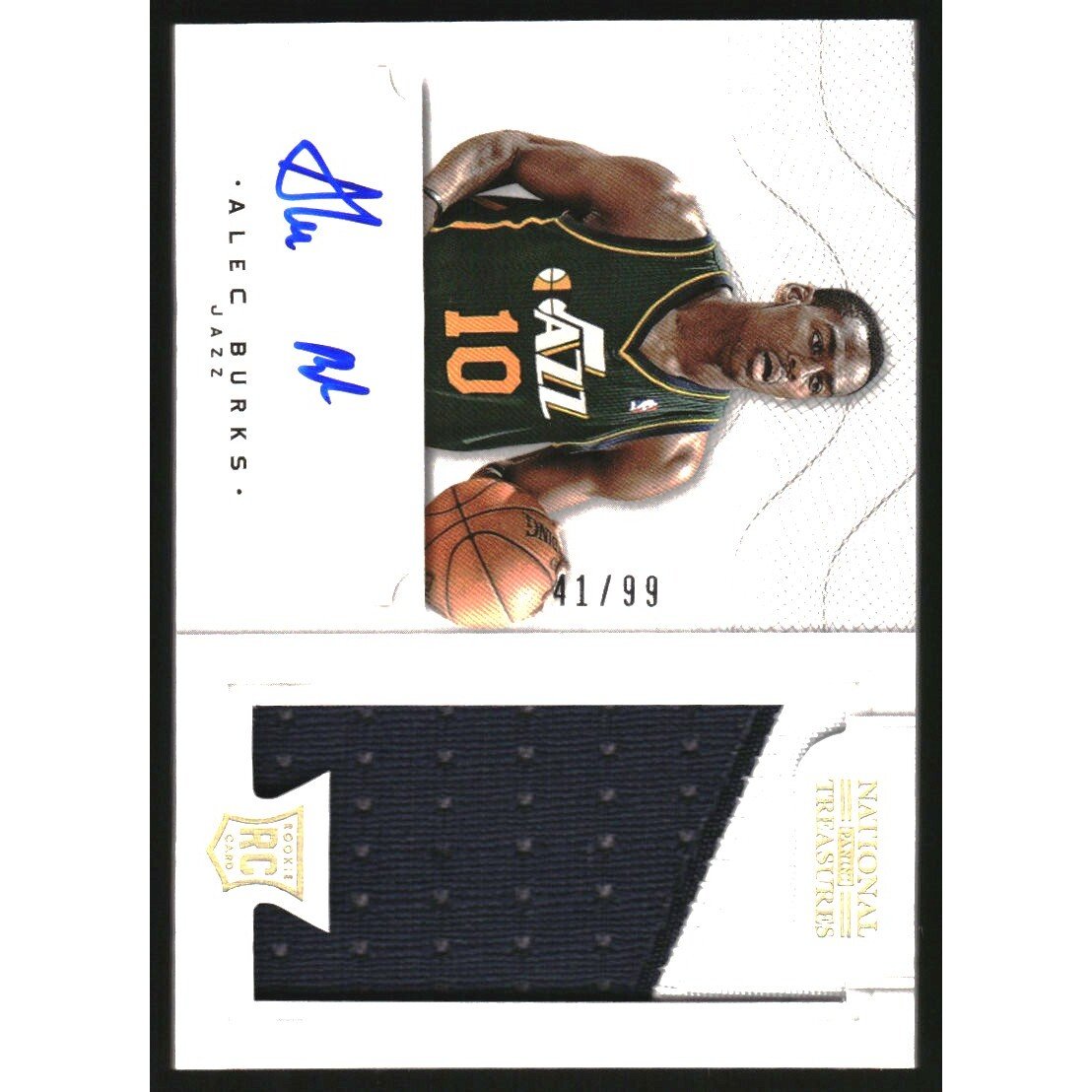 2012-13 Panini National Treasures #111 Alec Burks JSY AU/99 RC. rookie card picture