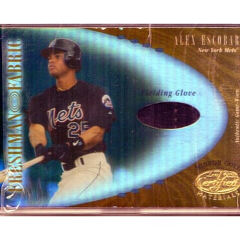 2001 Leaf Certified Materials Mirror Gold #111 Alex Escobar FF Fld Glv