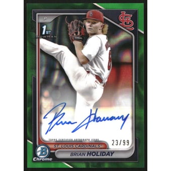 2024 Bowman Chrome Draft Autographs Green Lava Refractors #CPABHO Brian Holiday