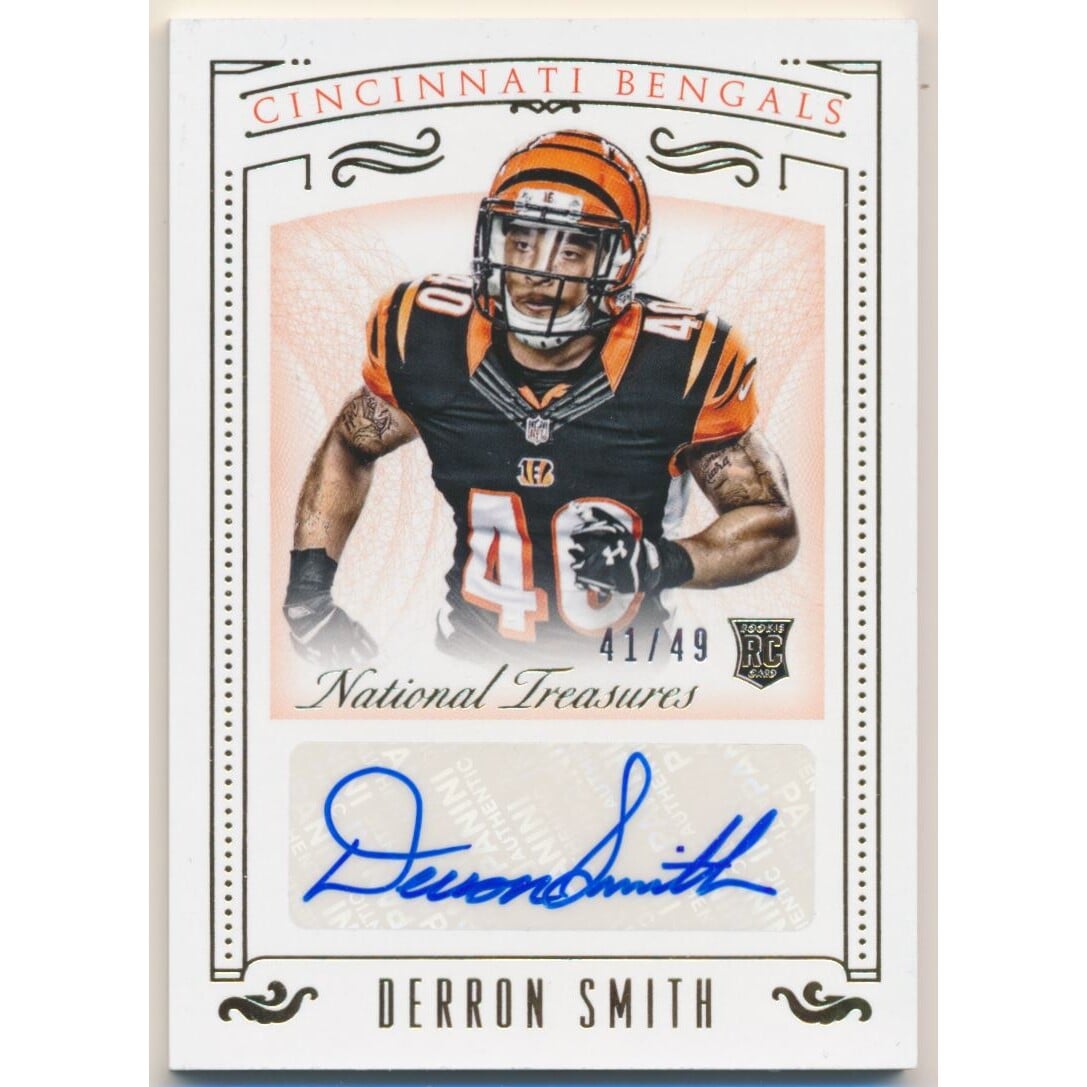 2015 Panini National Treasures Gold #159 Derron Smith AU/49. rookie card picture