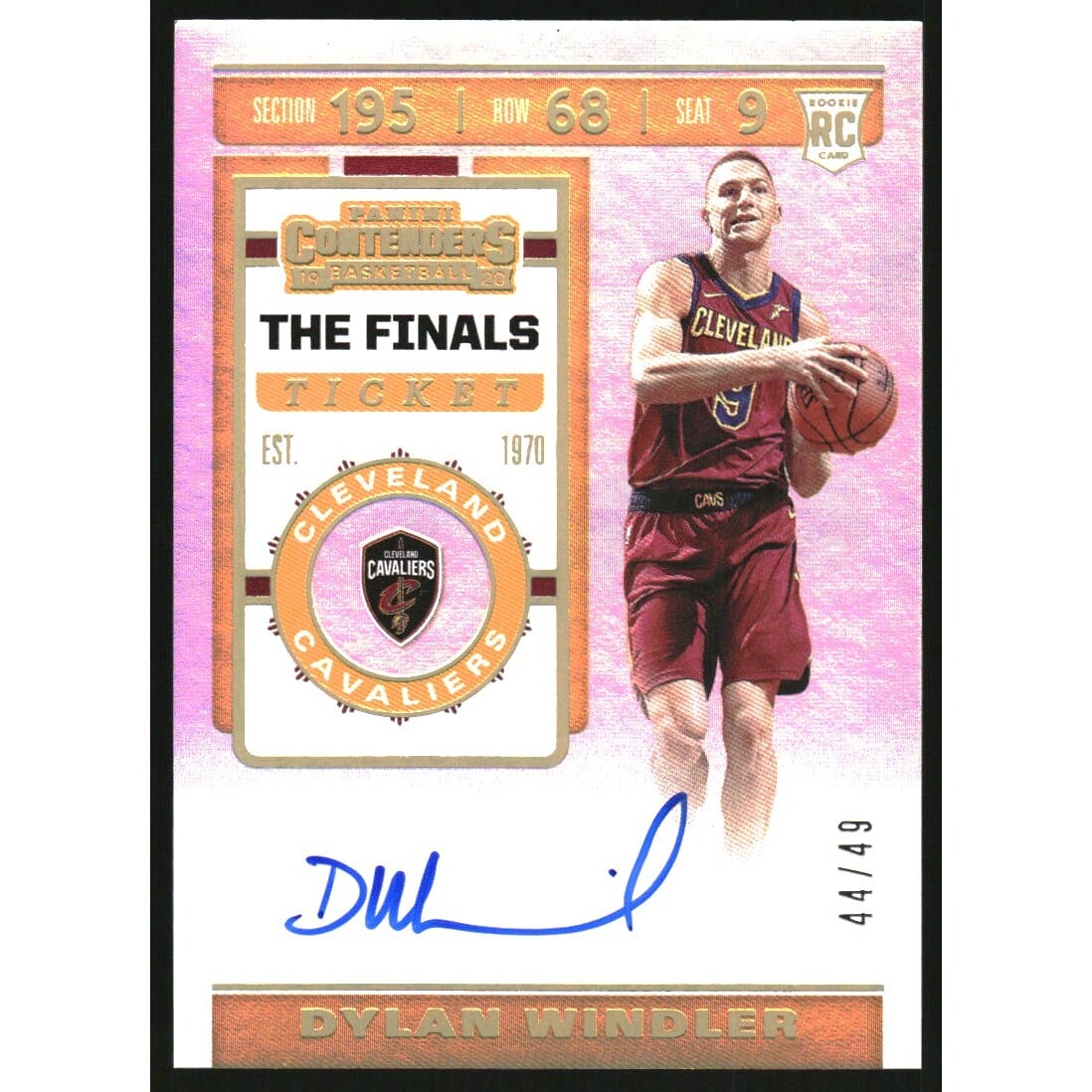 2019-20 Panini Contenders The Finals Ticket #129 Dylan Windler AU/49. rookie card picture