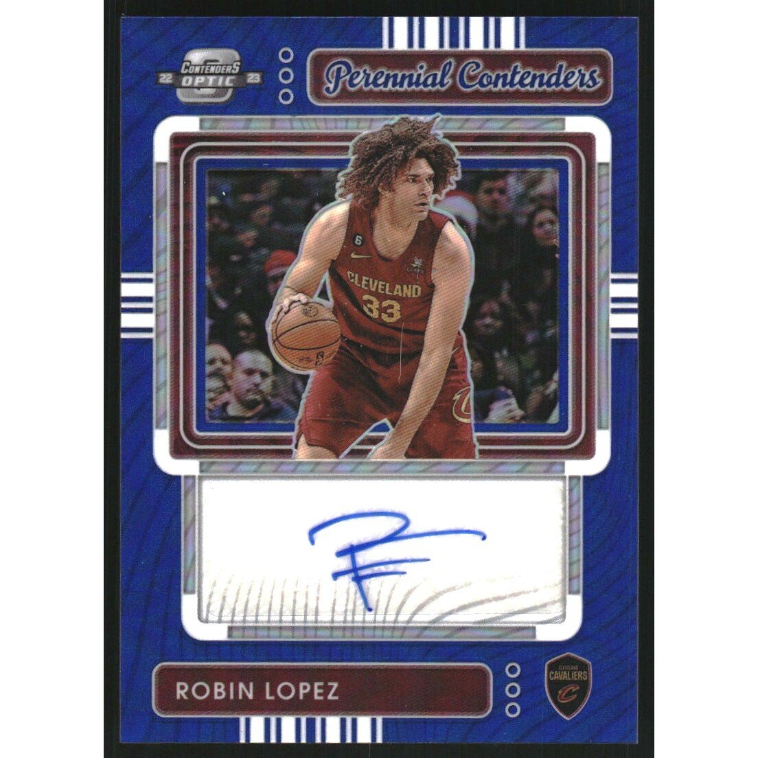 2022-23 Panini Contenders Optic Perennial Contenders Autographs Blue #27 Robin Lopez/75. rookie card picture