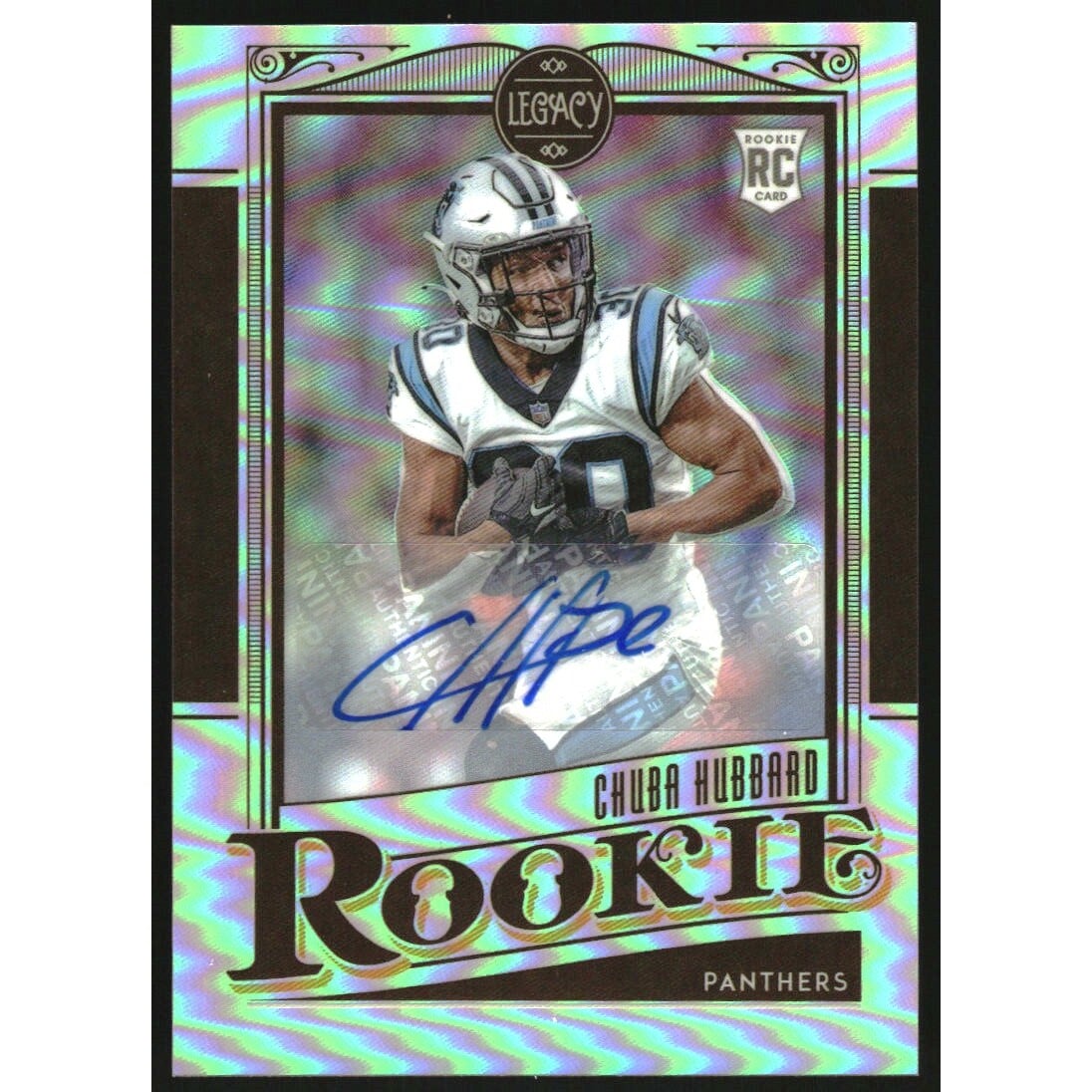 2021 Panini Chronicles Legacy Update Rookies Signatures #214 Chuba Hubbard. rookie card picture