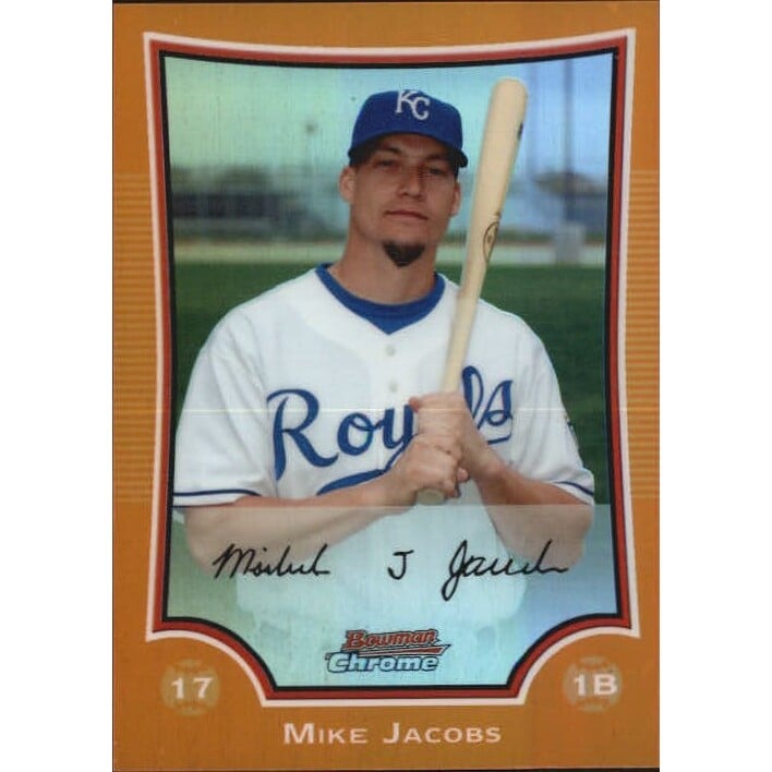 2009 Bowman Chrome Orange Refractors #47 Mike Jacobs. rookie card picture