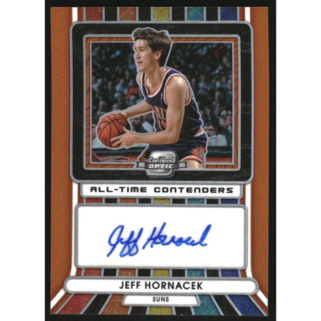 2022-23 Panini Contenders Optic All Time Contenders Autographs Orange #25 Jeff Hornacek. rookie card picture