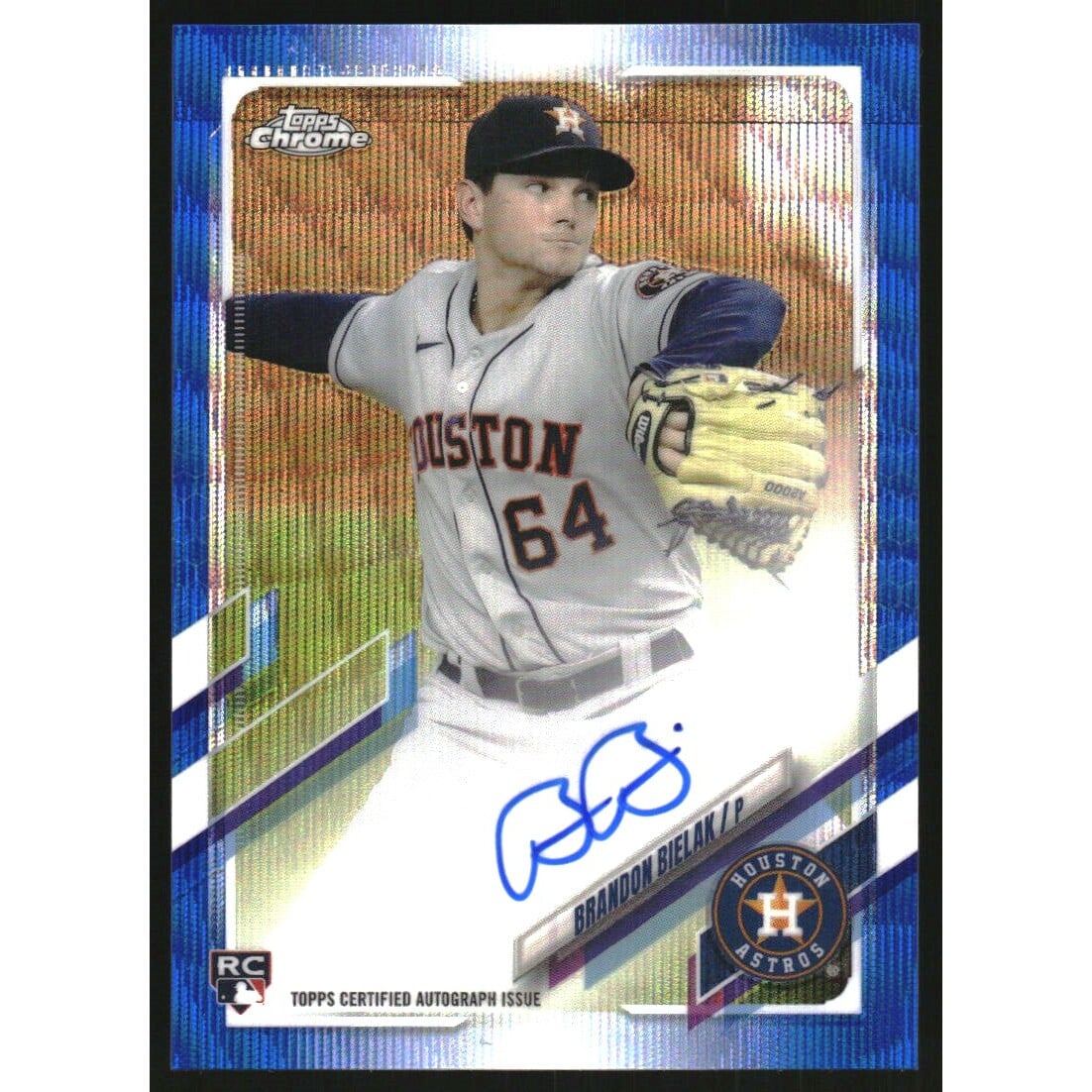 2021 Topps Chrome Rookie Autographs Blue Refractors #RABBI Brandon Bielak. rookie card picture