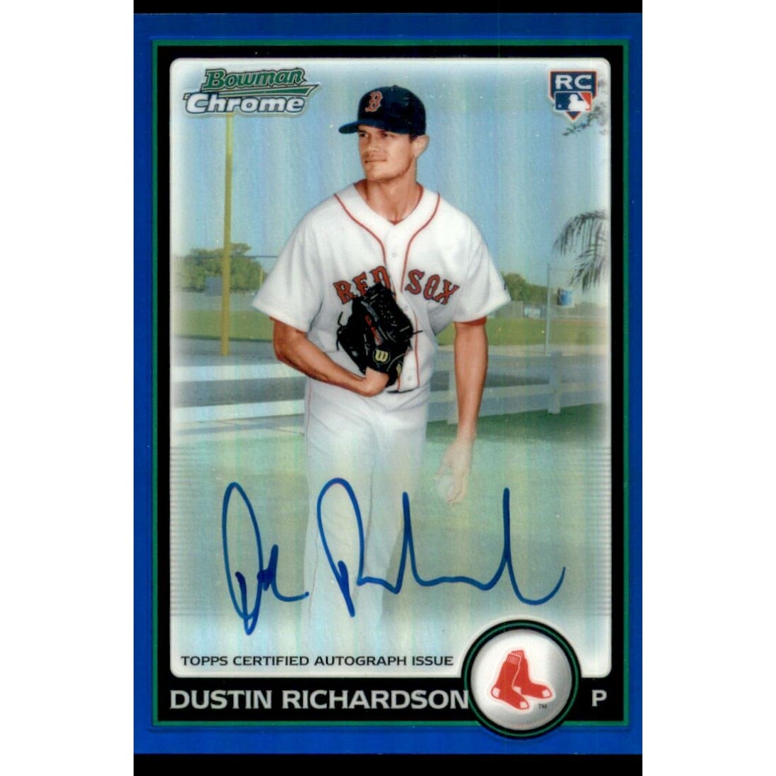 2010 Bowman Chrome Blue Refractors #218A Dustin Richardson AU. rookie card picture