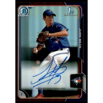2015 Bowman Chrome Prospect Autographs Purple Refractors #BCAPJM Juan Meza