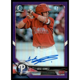 2018 Bowman Chrome Prospect Autographs Purple Refractors #CPAJG Jose Gomez