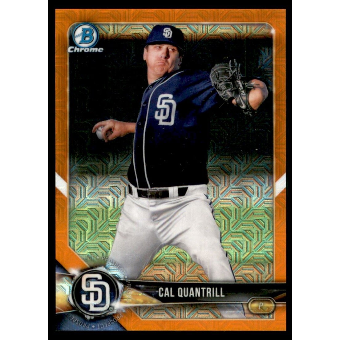 2018 Bowman Chrome Mega Box Prospects Orange Refractors #BCP115 Cal Quantrill. rookie card picture