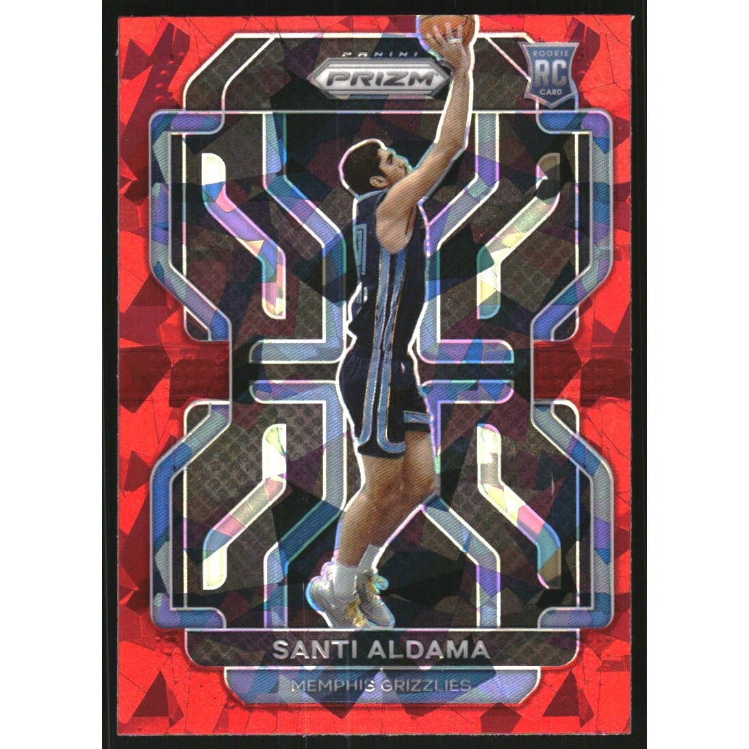 2021-22 Panini Prizm Prizms Red Ice #276 Santi Aldama. rookie card picture