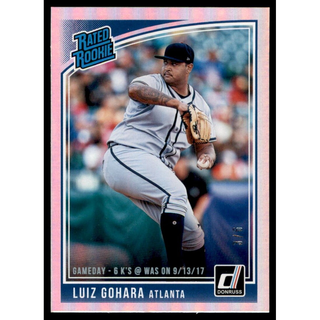 2018 Donruss Game Day Stat Line #43 Luiz Gohara RR/6. rookie card picture