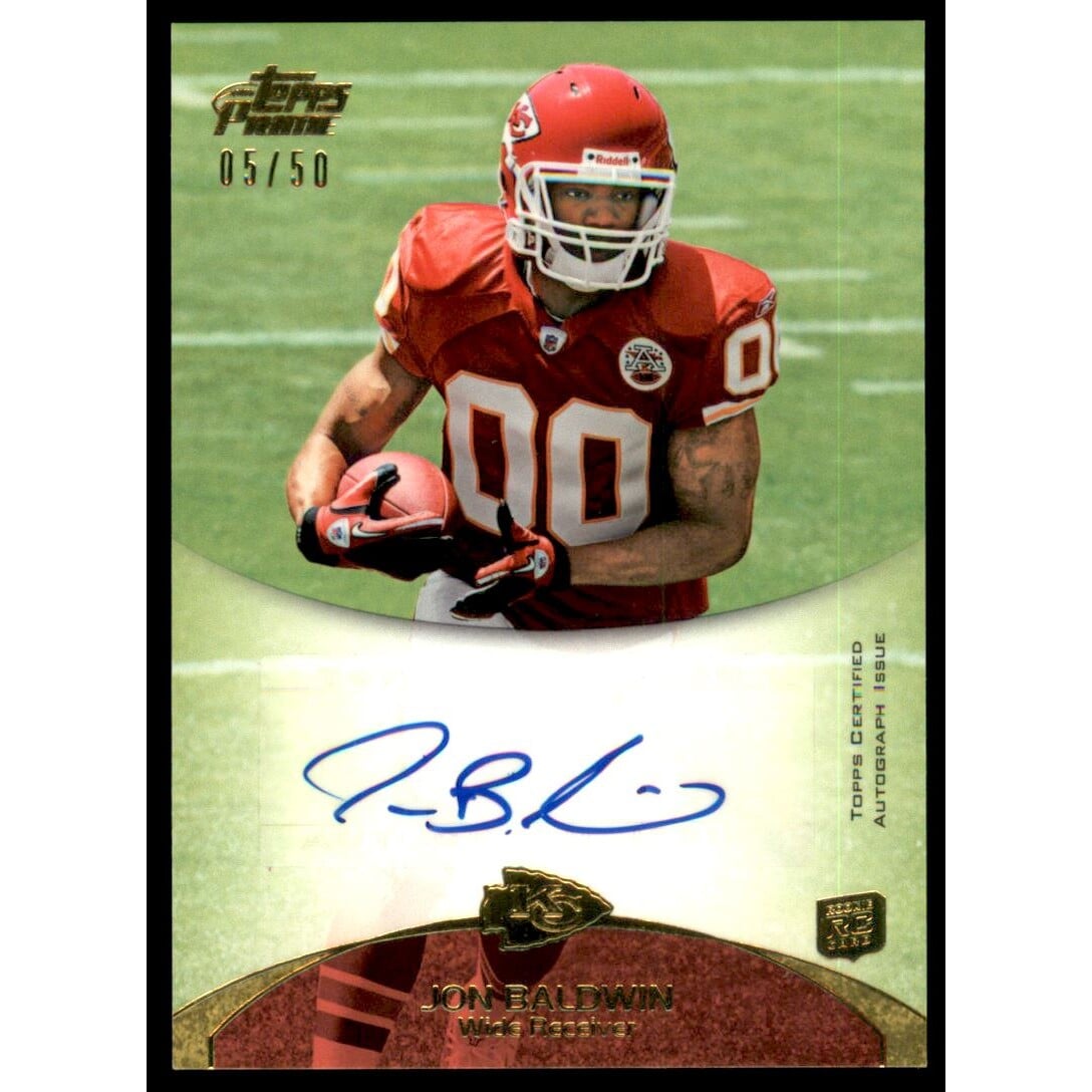 2011 Topps Prime Rookie Autographs Gold #68 Jon Baldwin. rookie card picture