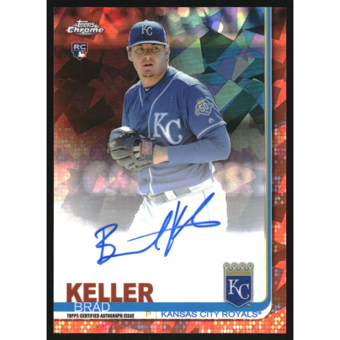 2019 Topps Chrome Sapphire Rookie Autographs Orange #CSABK Brad Keller. rookie card picture