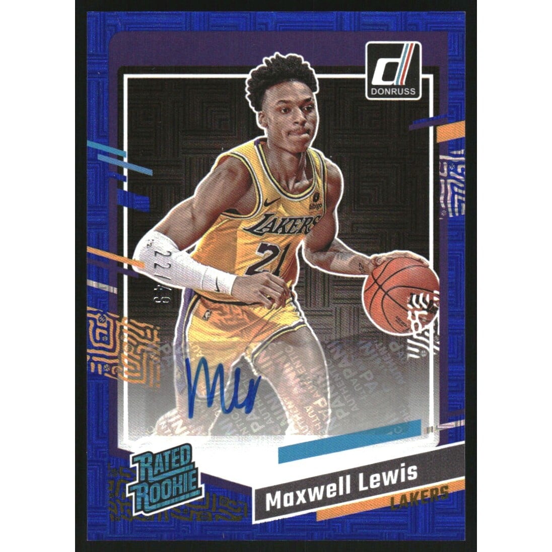 2023-24 Donruss Rated Rookies Signatures Choice Blue #298 Maxwell Lewis. rookie card picture