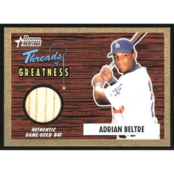 2004 Bowman Heritage Threads of Greatness Gold #AB Adrian Beltre Bat