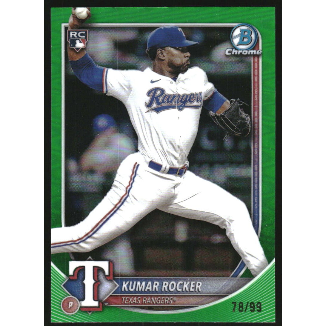 2025 Bowman Chrome Green Refractors #98 Kumar Rocker. rookie card picture