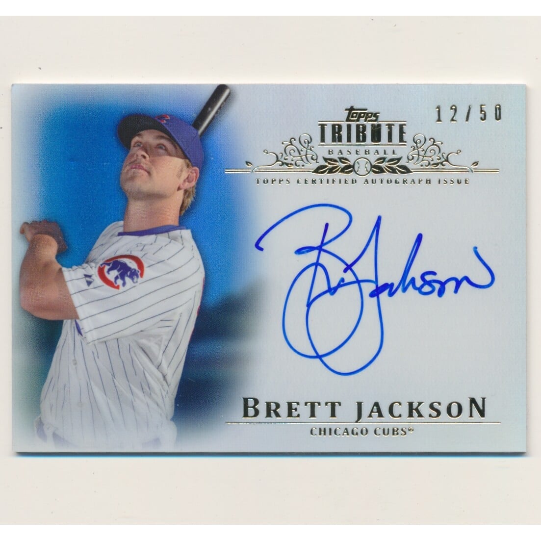 2013 Topps Tribute Autographs Blue #BJ2 Brett Jackson. rookie card picture