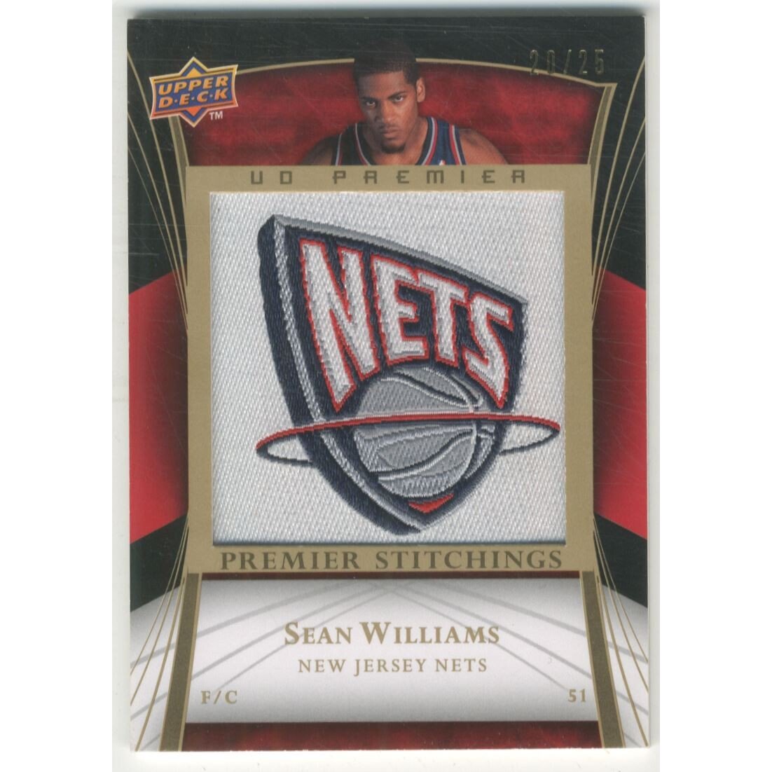 2007-08 Upper Deck Premier Stitchings Patches Gold #PSSW Sean Williams. rookie card picture