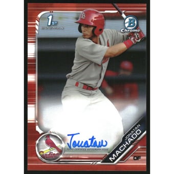 2019 Bowman Chrome Prospect Autographs Orange Refractors #CPAJM Jonatan Machado