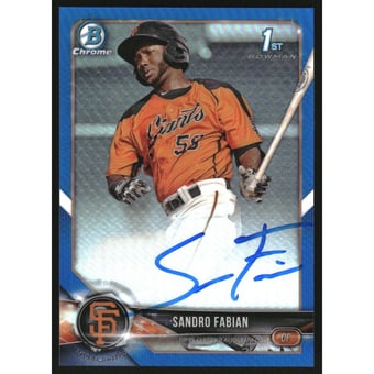 2018 Bowman Chrome Prospect Autographs Blue Refractors #CPASF Sandro Fabian