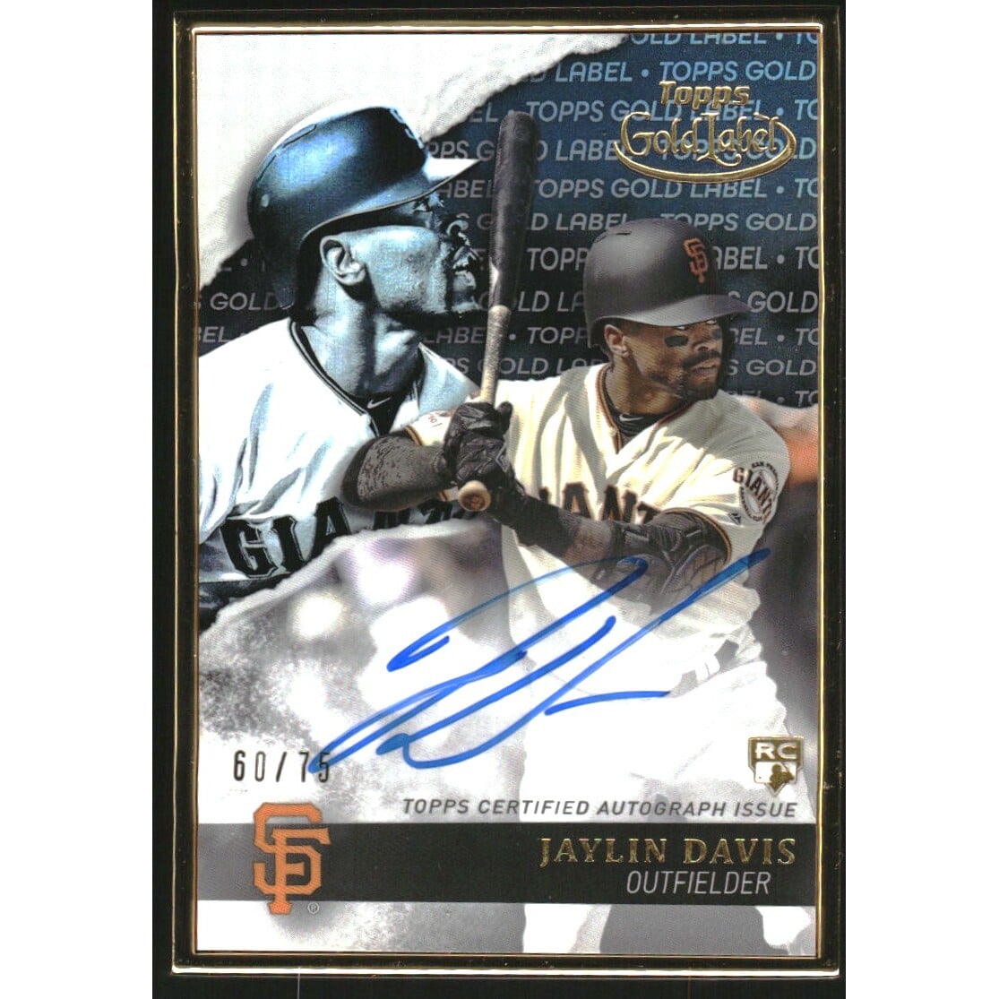 2020 Topps Gold Label Framed Autographs Black #GLAJDA Jaylin Davis/75. rookie card picture
