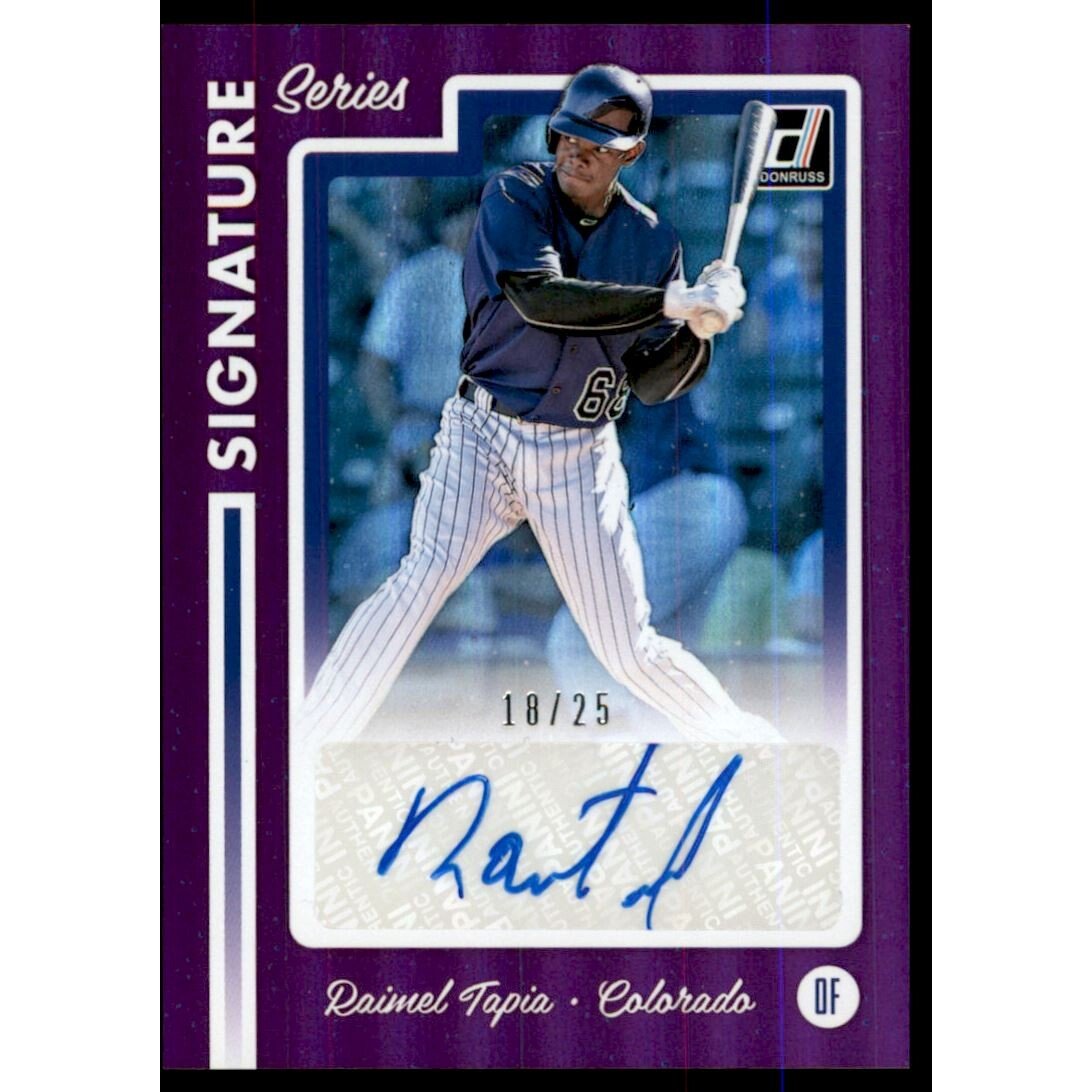 2017 Donruss Signature Series Purple #SSRT Raimel Tapia/25. rookie card picture