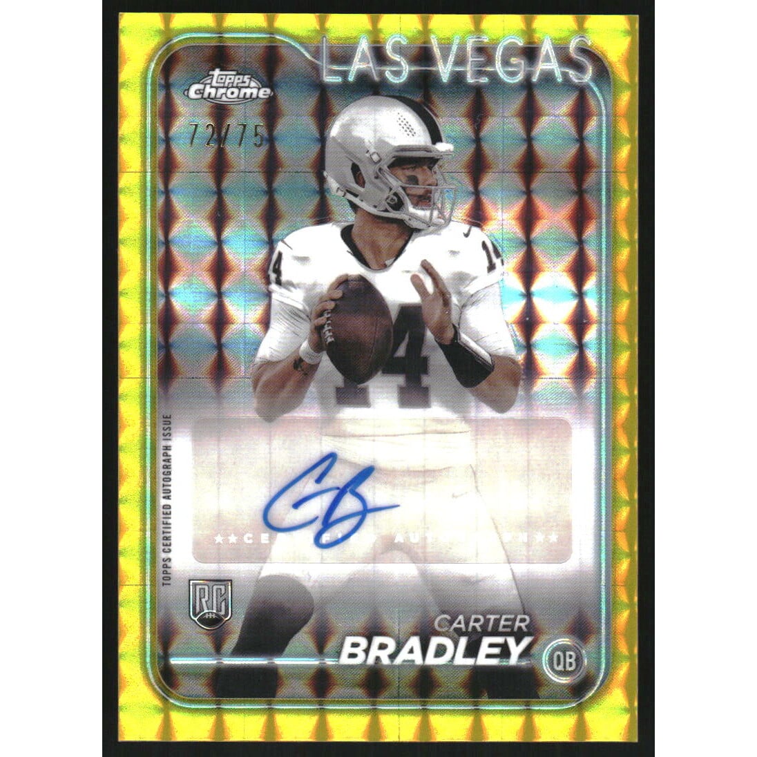2024 Topps Chrome Rookie Autographs Yellow Geometric Refractors #RACBR Carter Bradley. rookie card picture