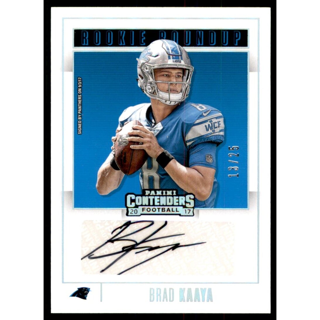 2017 Panini Contenders Rookie Roundup Autographs #31 Brad Kaaya/25. rookie card picture