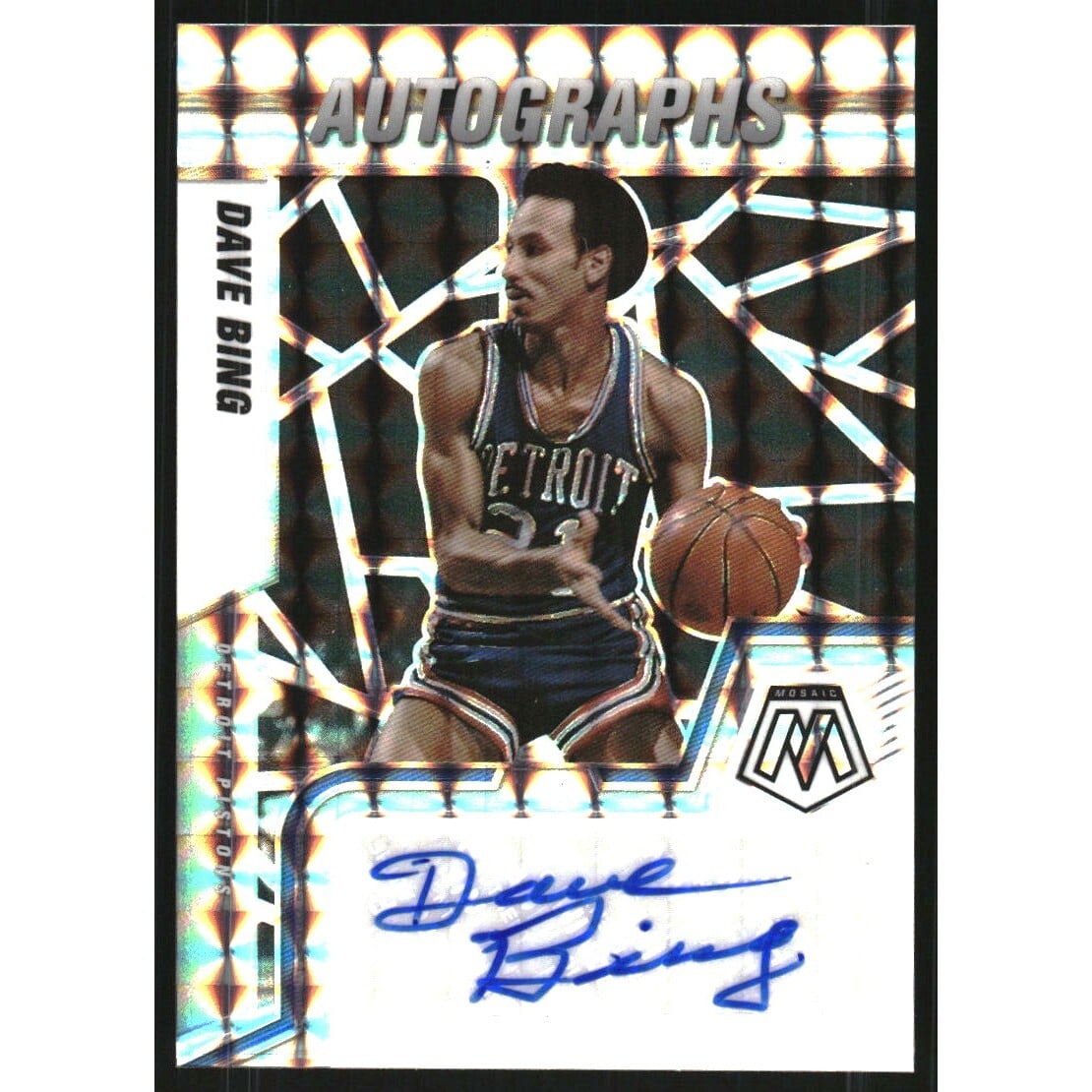 2021-22 Panini Mosaic Autographs Mosaic #5 Dave Bing. rookie card picture