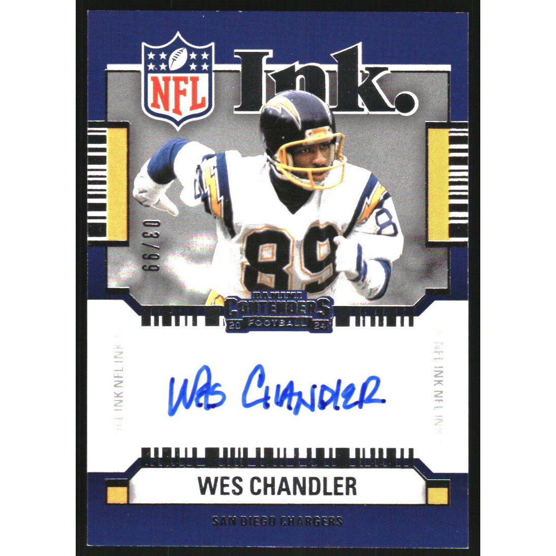2024 Panini Contenders NFL Ink Autographs #20 Wes Chandler