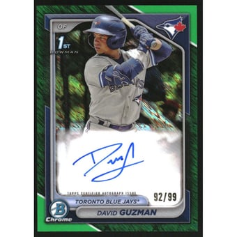 2024 Bowman Chrome Prospect Autographs Green Shimmer Refractors #CPADGN David Guzman