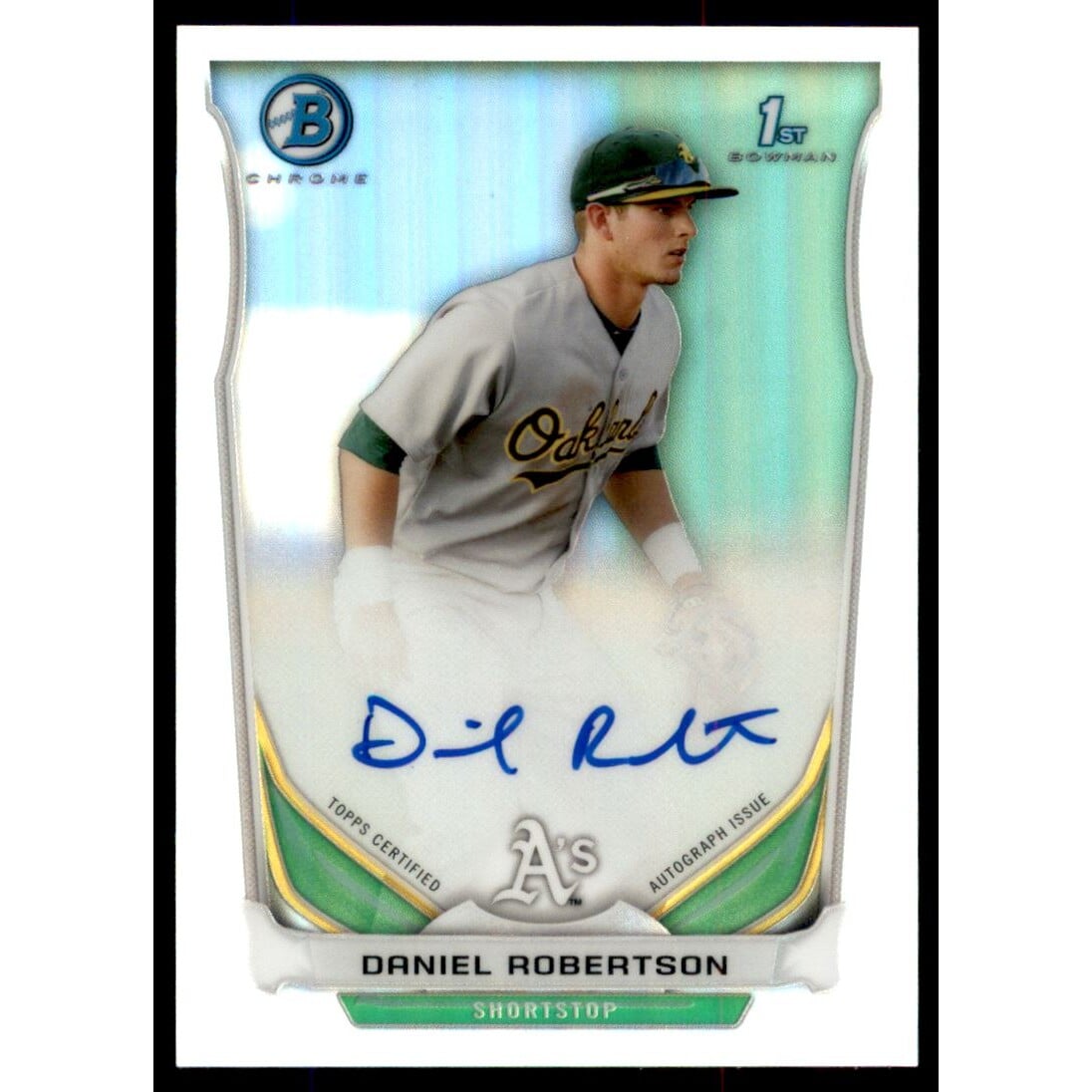 2014 Bowman Chrome Prospect Autographs Refractors #BCAPDR Daniel Robertson. rookie card picture