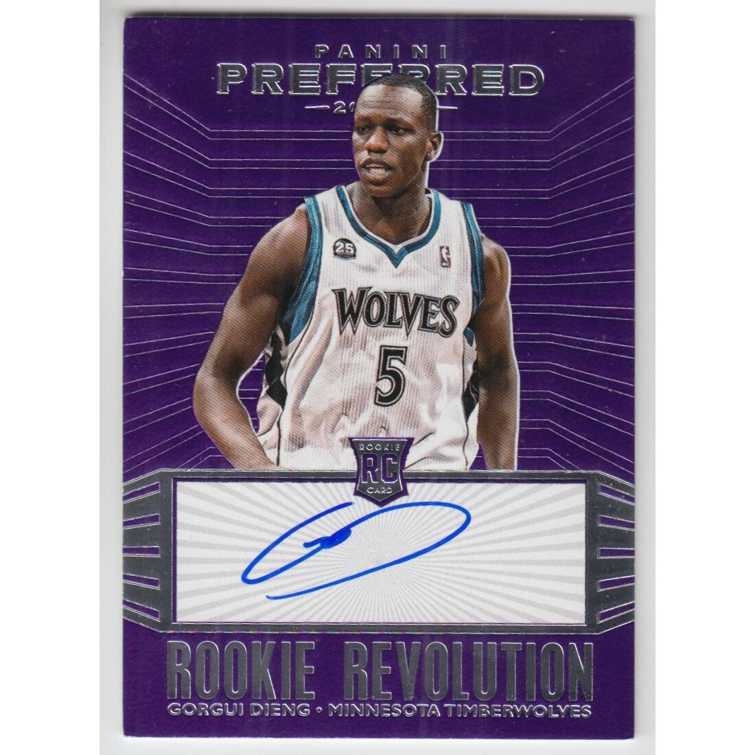 2013-14 Panini Preferred Purple #300 Gorgui Dieng RR AU/25. rookie card picture