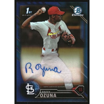 2016 Bowman Chrome Prospect Autographs Blue Refractors #BCAPRO Raffy Ozuna