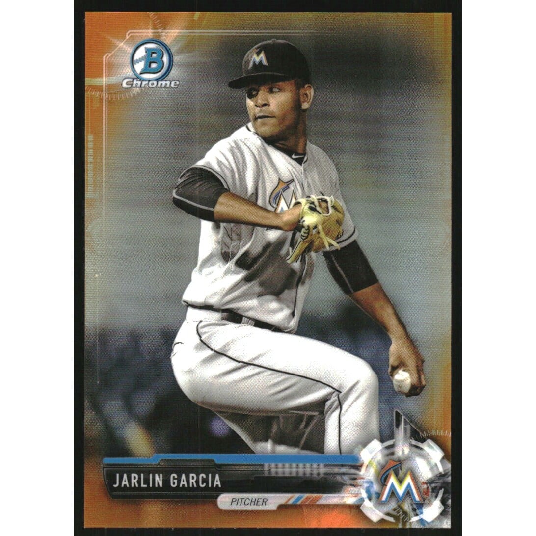 2017 Bowman Chrome Prospects Orange Refractors #BCP23 Jarlin Garcia. rookie card picture