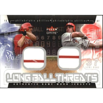 2003 Fleer Genuine Longball Threats Dual Swatch #2 Jim Thome/Pat Burrell