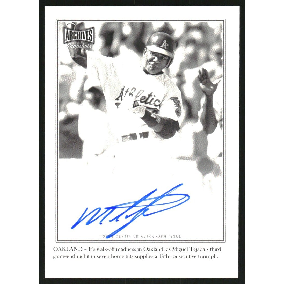 2020 Topps Archives Snapshots Walk-Off Wires Autographs #WWMTE Miguel Tejada. rookie card picture